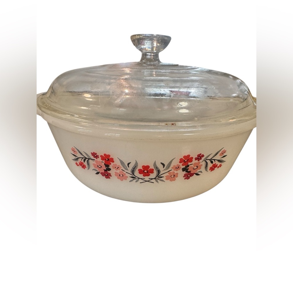 Vintage Fire King Primrose Casserole Dish with Glass Lid Backwards Stamp Mid Cen - Picture 2 of 11